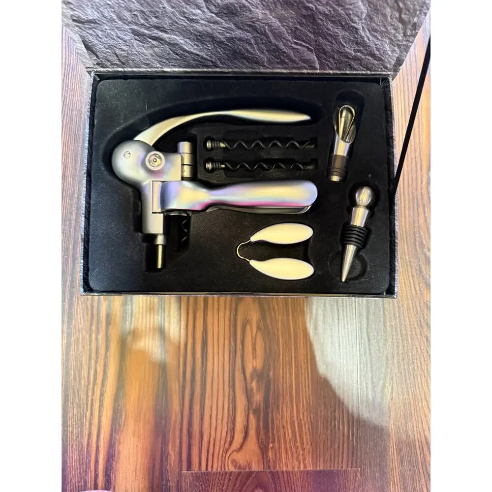 Professional Corkscrew Kit with Foil Cutter, Bottle Stopper, Pourer and Screws